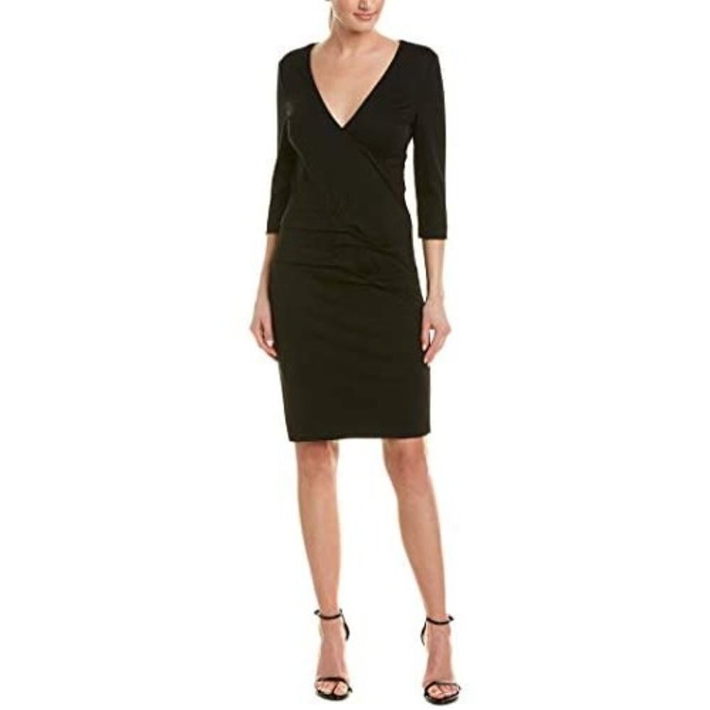Nwt Nicole Miller Collection | Ponte Tidal Pleated Sheath Dress In Black